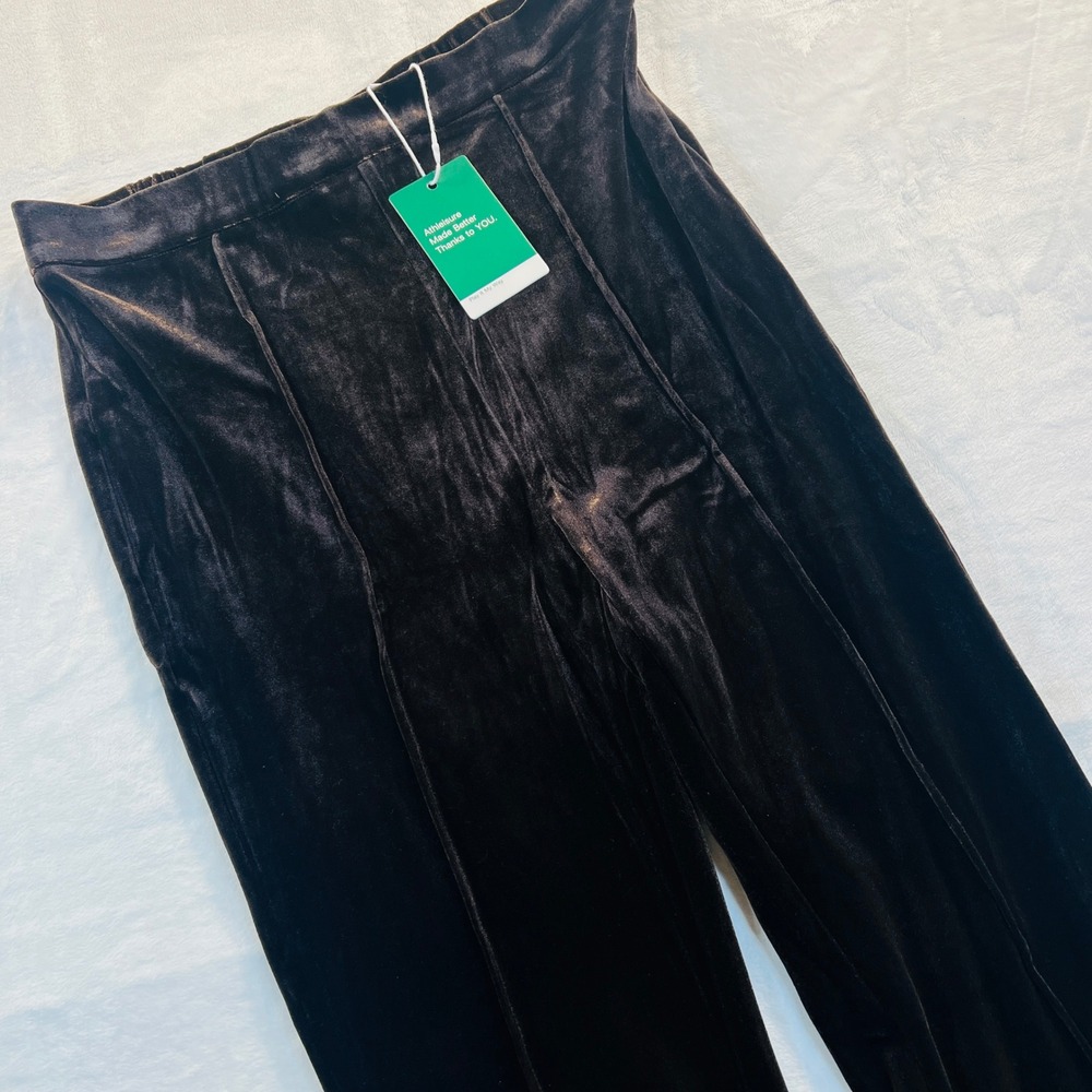 Halara Chocolate Brown Velvet Flare Pants High Rise Wide Leg Size L NEW